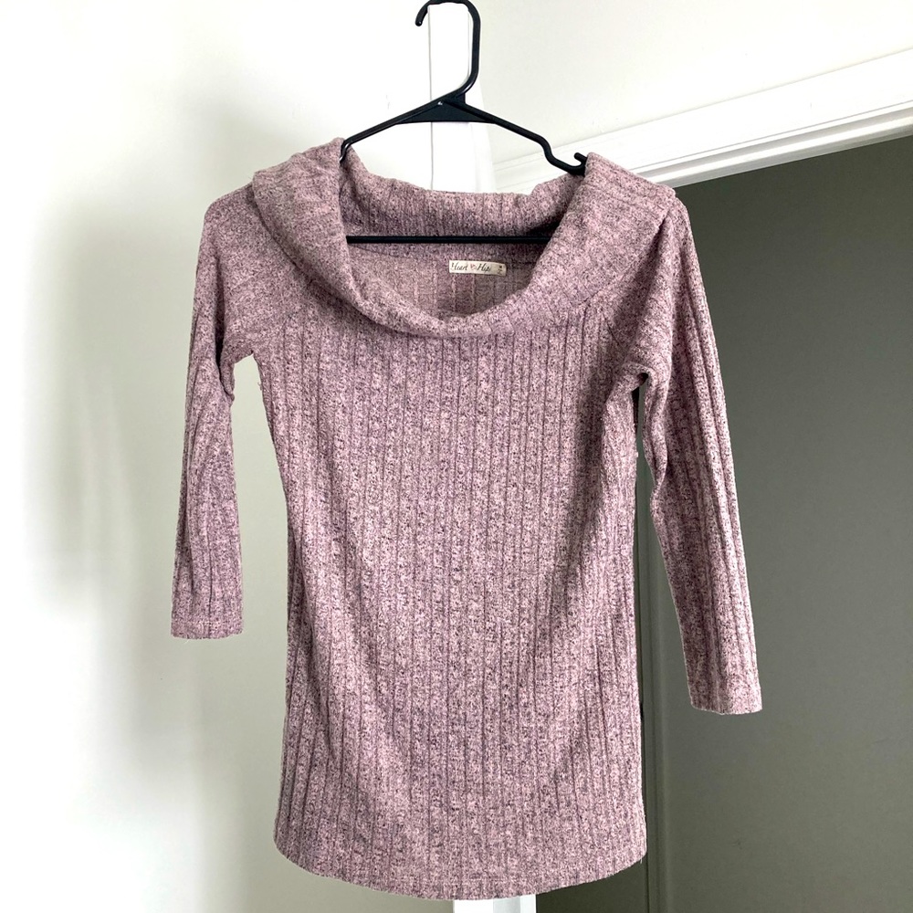 3/4 Sleeve Heather Heart & Hips Off-the-Shoulder Sweater